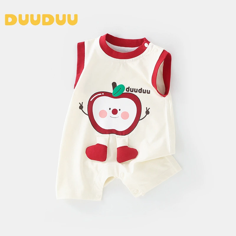 DUxz贝嘉乐【高定版】萌趣可爱西瓜苹果夏季宝宝哈衣连体衣新生儿