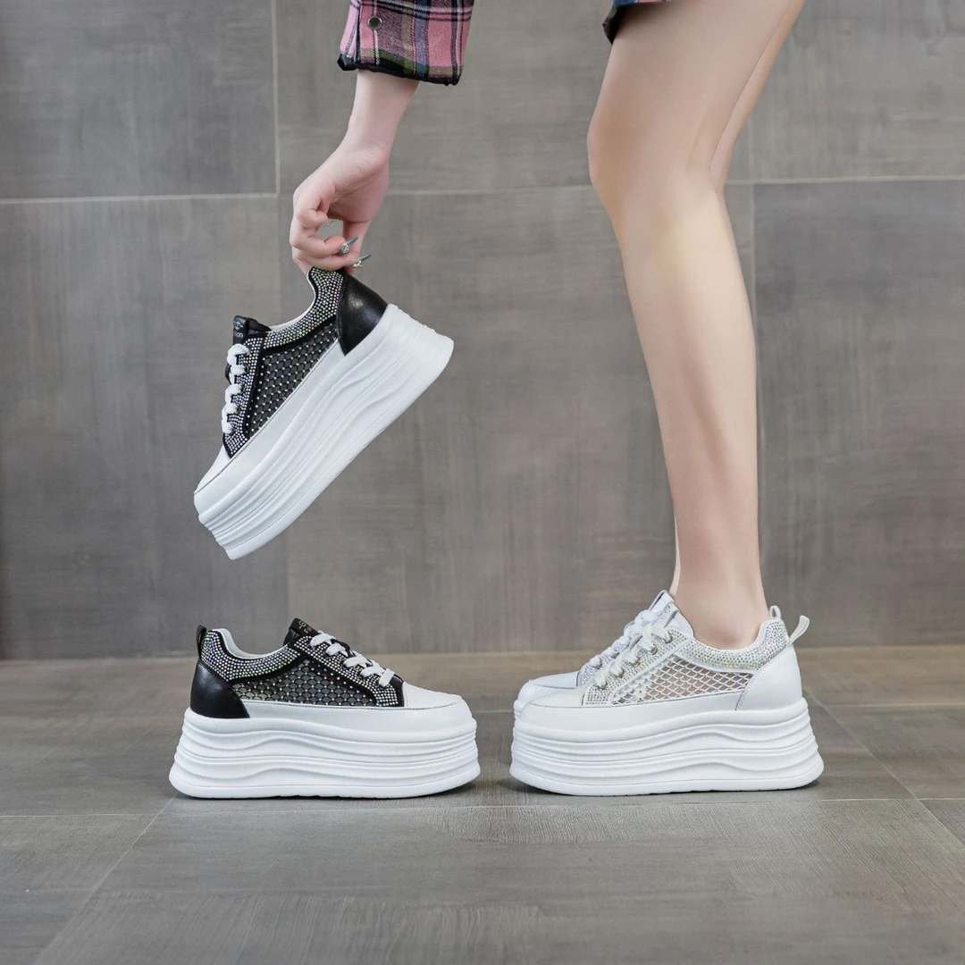 鞋子女款夏天小白鞋2025新款内增高休闲百搭厚底松糕夏季透气女鞋
