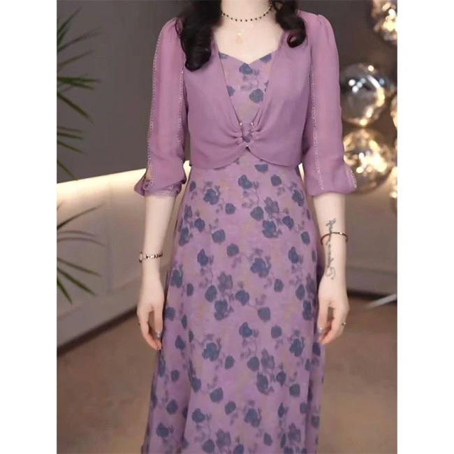 L8408  2025年春夏新款假两件修身显瘦时尚气质女人味优雅连衣裙