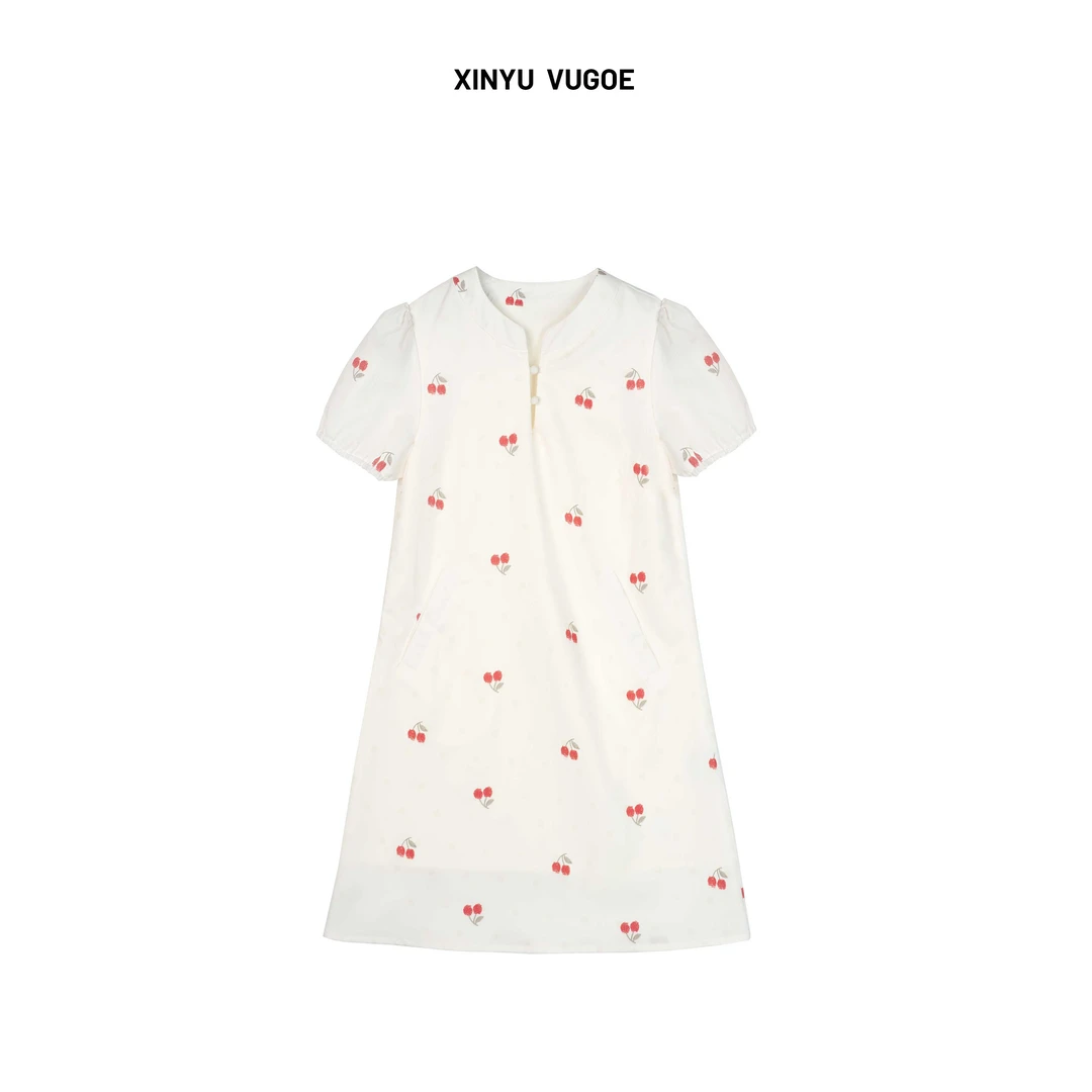 【琳琳专属】夏季法式小众气质樱桃裙连衣裙8082