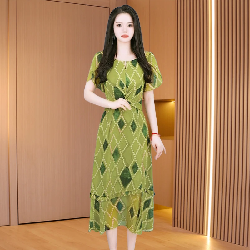 优雅新款气质时尚大气减龄休闲收腰显瘦连衣裙25931-ASJ