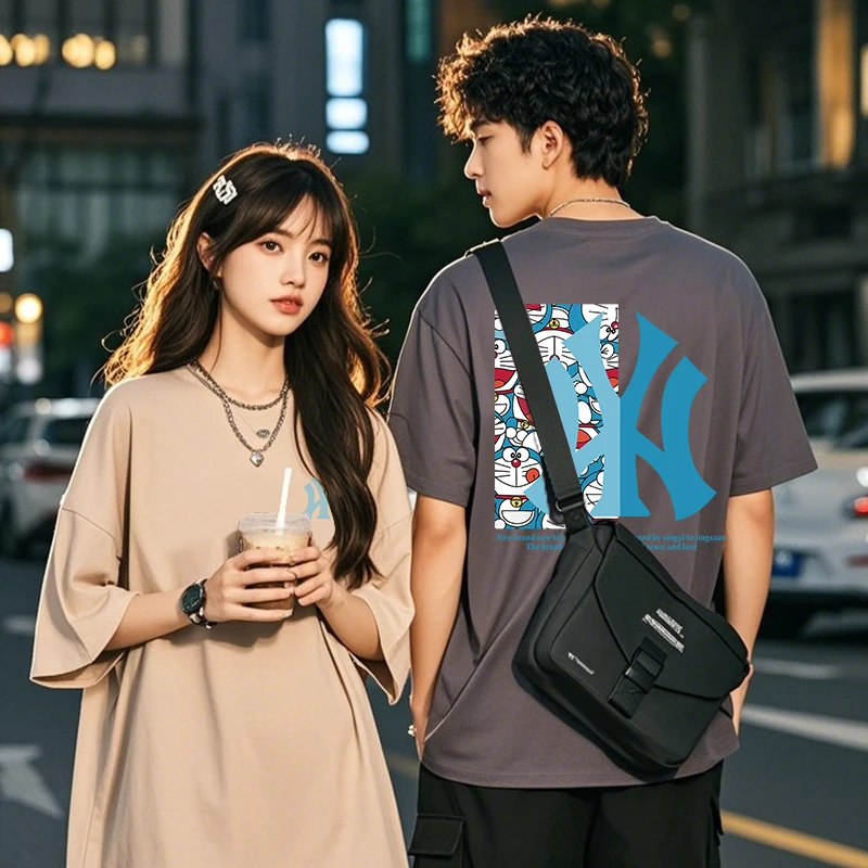 日常插肩袖痞帅轻奢男装夏季通用短袖T恤上衣国潮男装学生情侣装