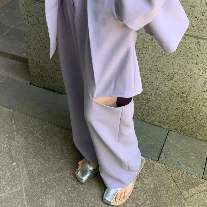 THREE GOOOD/三吉【放价了】一刀切 紫裤子 SK22001