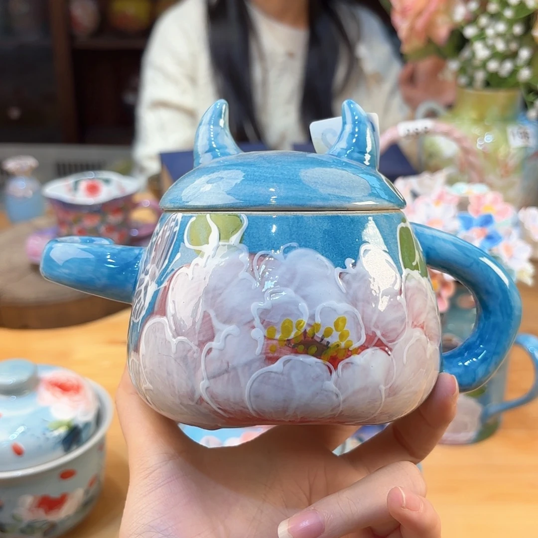 景德镇手绘高温釉下彩陶瓷茶具