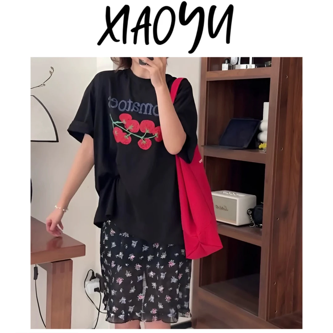 【西红柿】S韩单CHOI圆领短袖T恤百搭显瘦短袖上衣女设计款