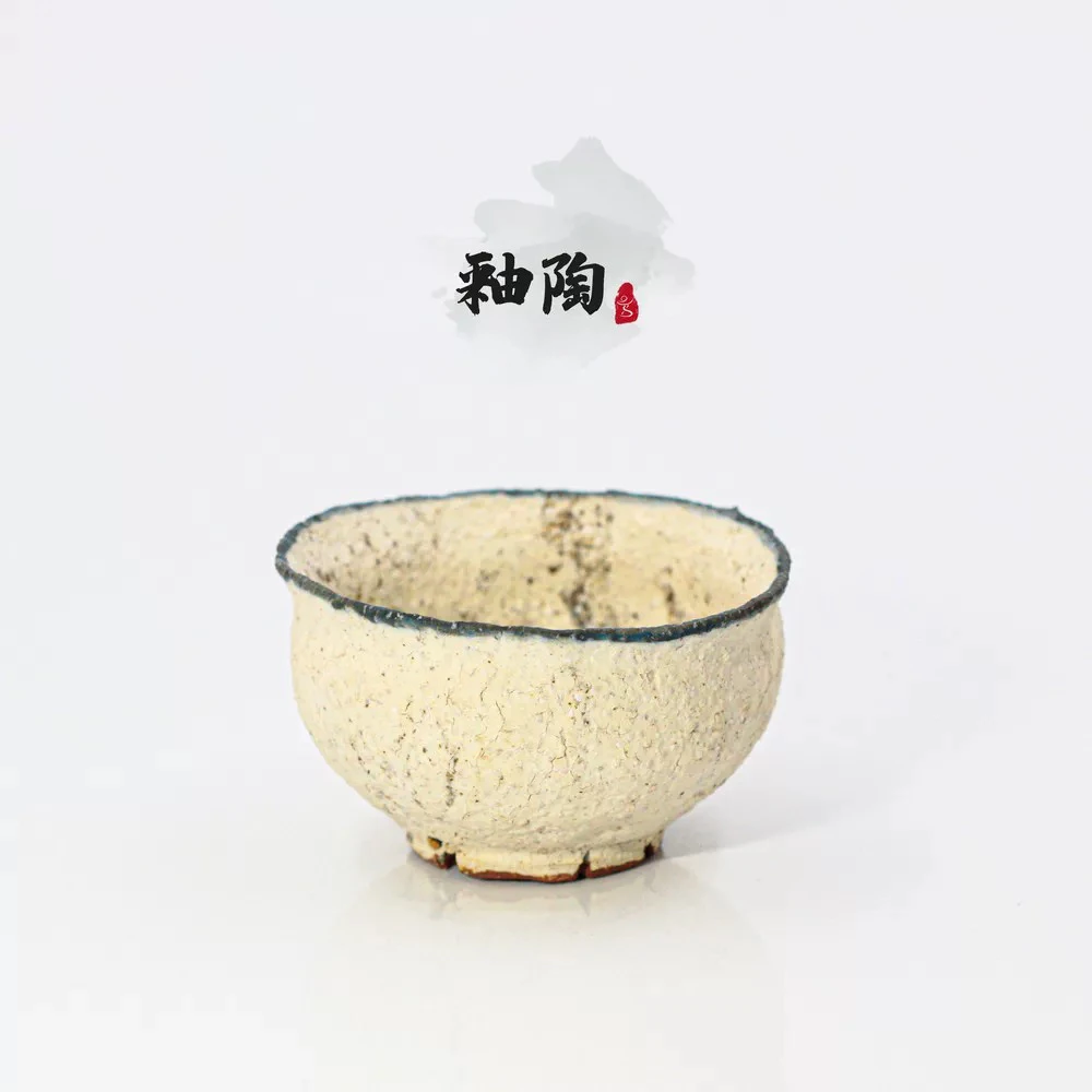 长安28烧釉陶作品铕山子2025春手捏白色粉引风手捏杯粗砂杯100ml
