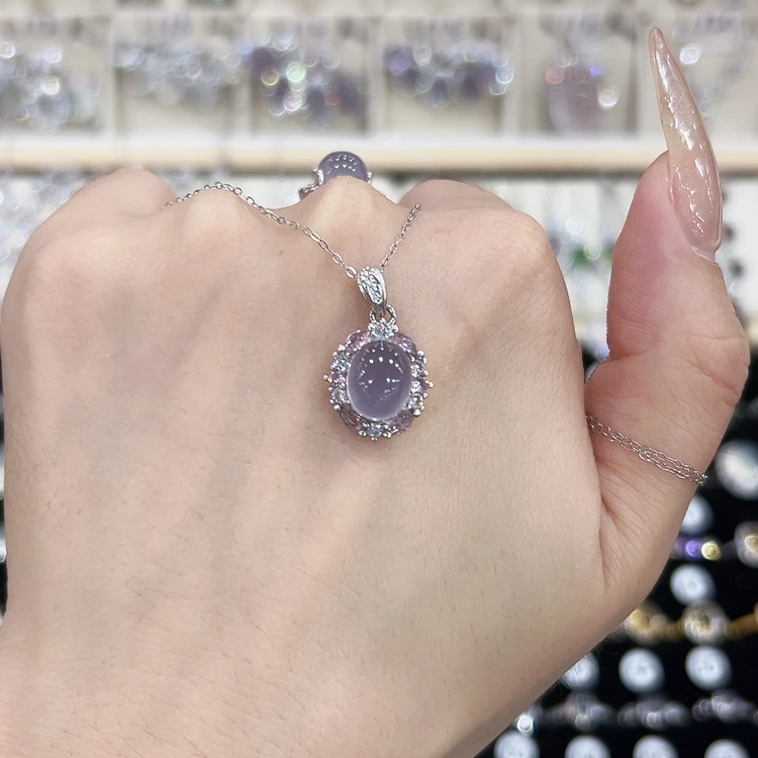 萤石银S925镶嵌吊坠