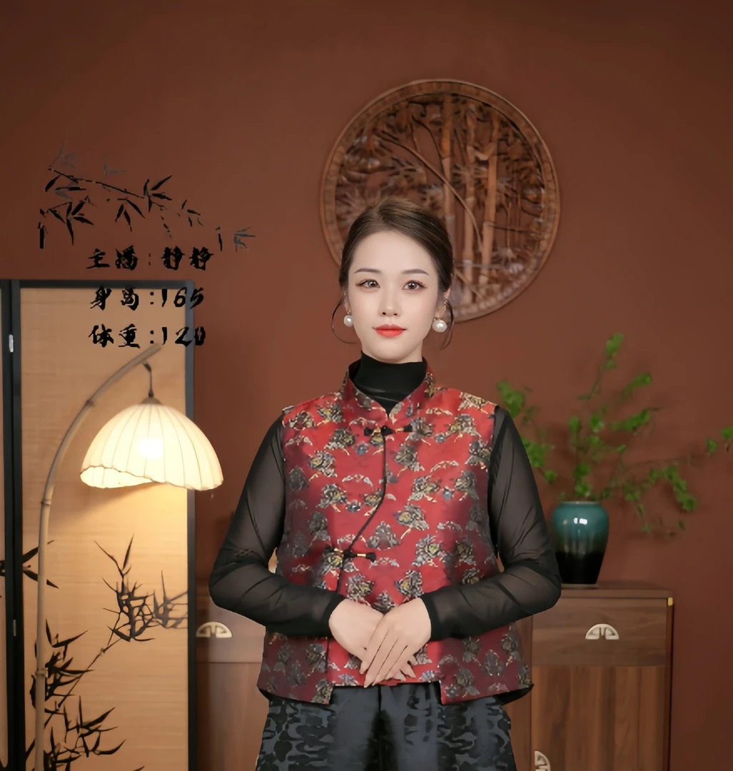 （牡丹花马甲）宽松/大码/夏款/外穿/时尚/百搭新款