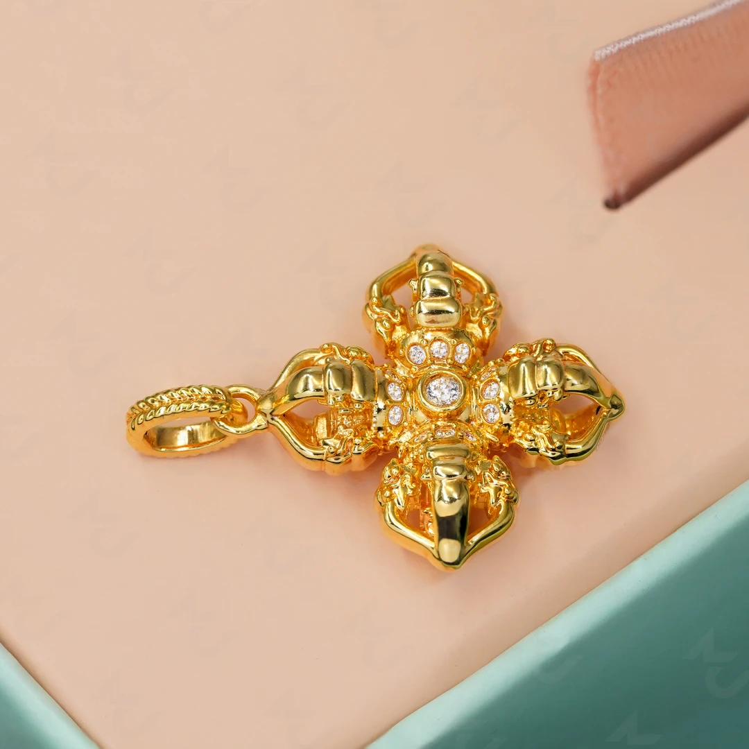 18K金十字架金刚杵吊坠 （不含链）【QL07478】