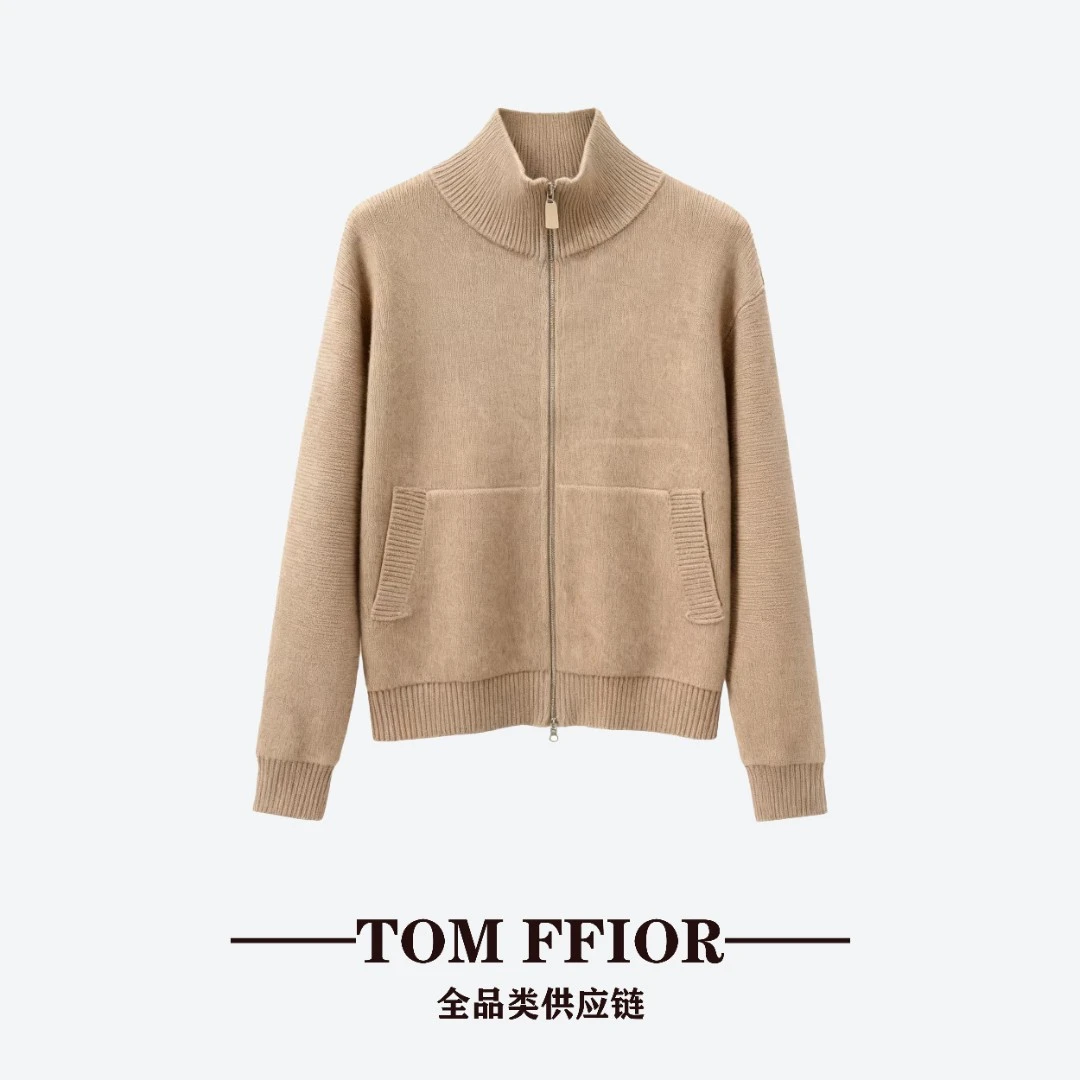 TOM FFIOR 【L*P-2.6w+】定织纱线！老钱风立领针织衫夹克外套56725