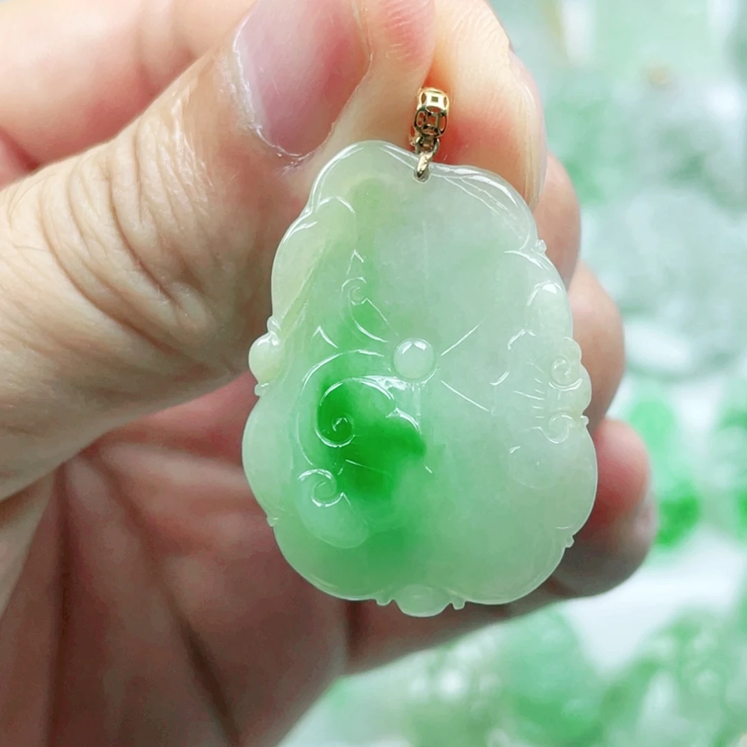 翡翠18K金镶嵌吊坠(不含链)