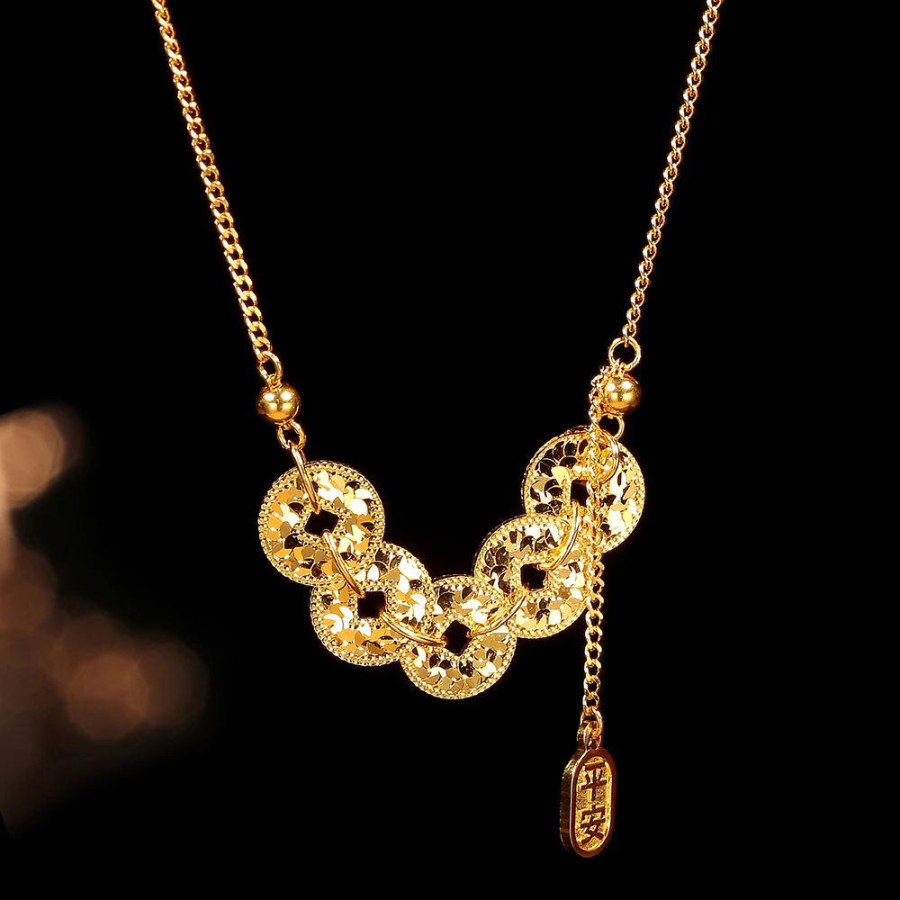 【破冰专属】足金钱多多碎碎冰钱币平安滴流项链