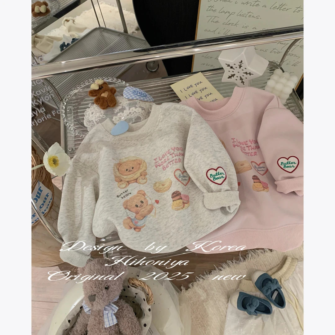 【甜品小熊】五Hihoniya~2025春季亲子款小熊甜甜圈宽松韩版卫衣