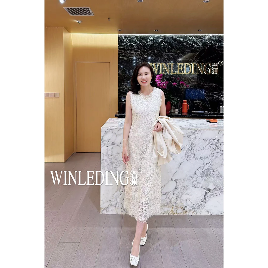 温澜服饰 蕾丝V领无袖连衣裙20268