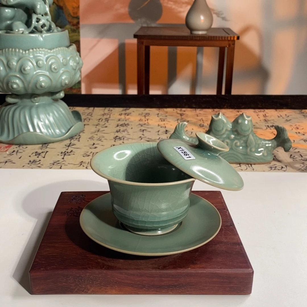 微瑕青绿悬停盖碗150cc