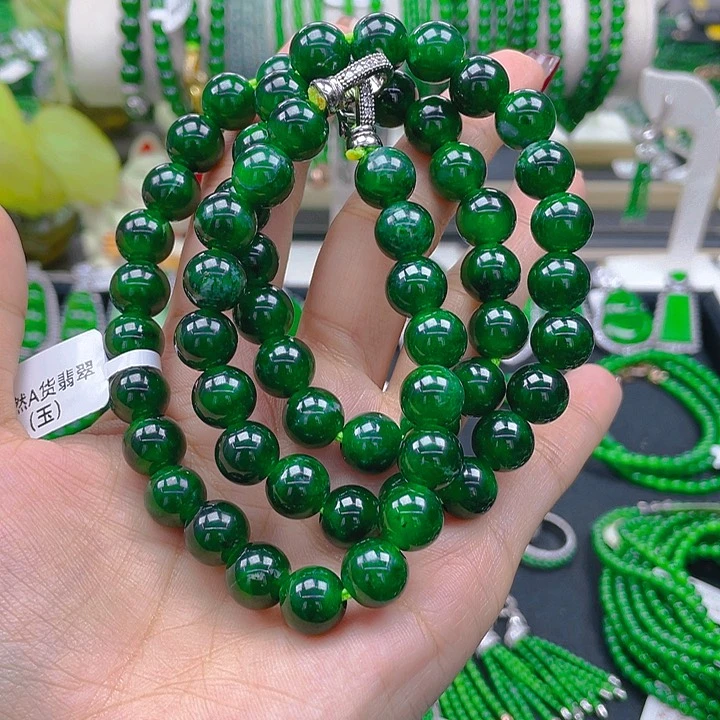 翡翠颈饰未镶嵌长**握圆珠项链10