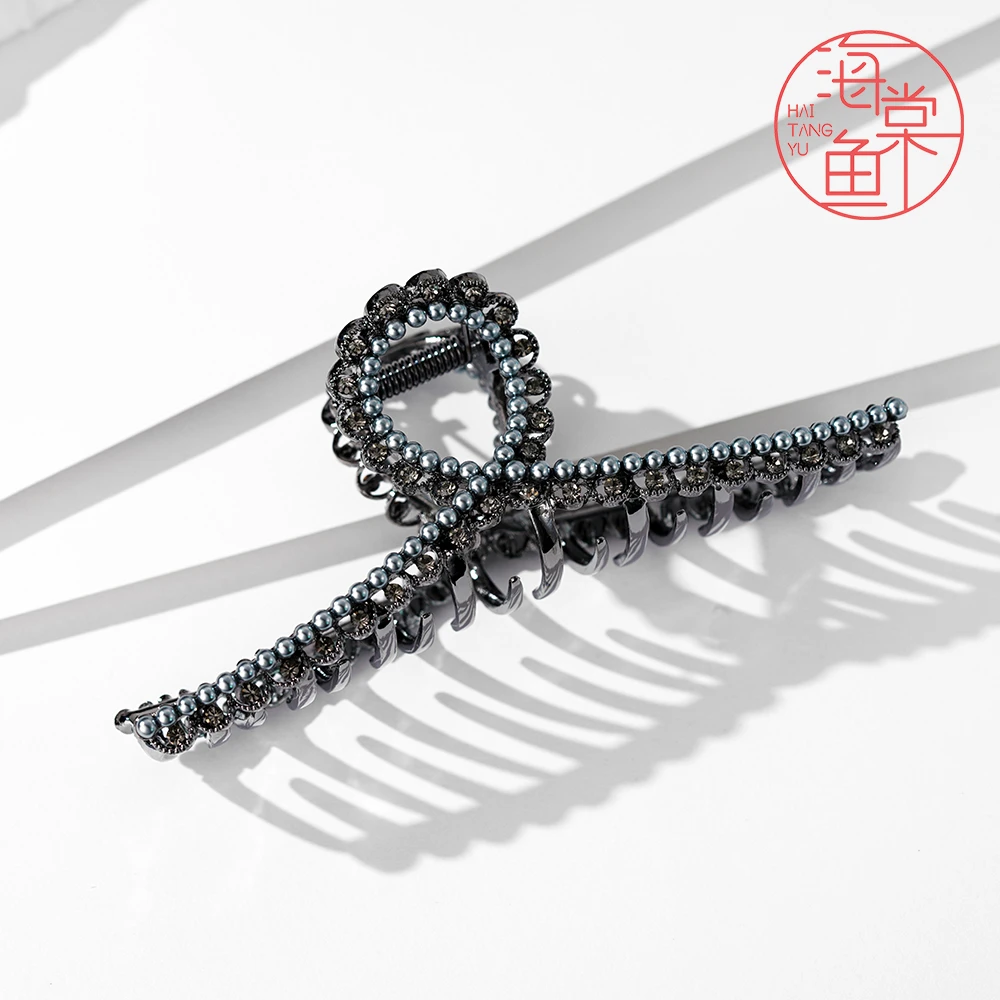 FJ3524大号黑钻蕾丝马卡龙珠珠抓夹