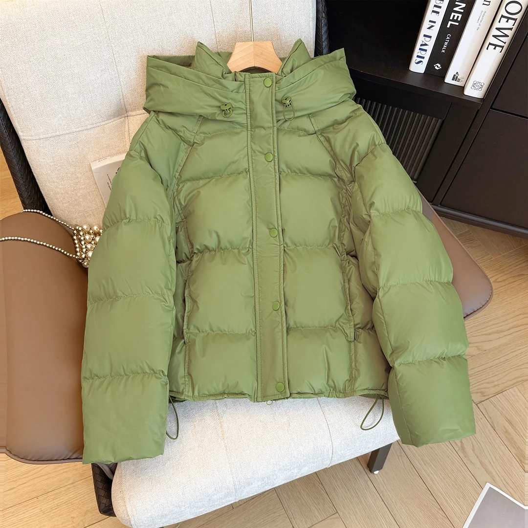 2025时尚百搭高级感泡芙龟背连帽服女冬季新款袄加厚保暖衣外套