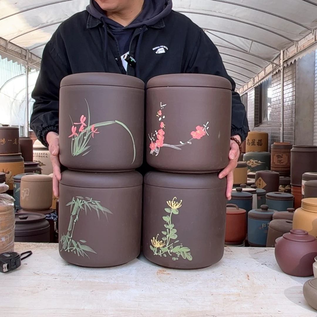 紫砂茶叶罐梅兰竹菊