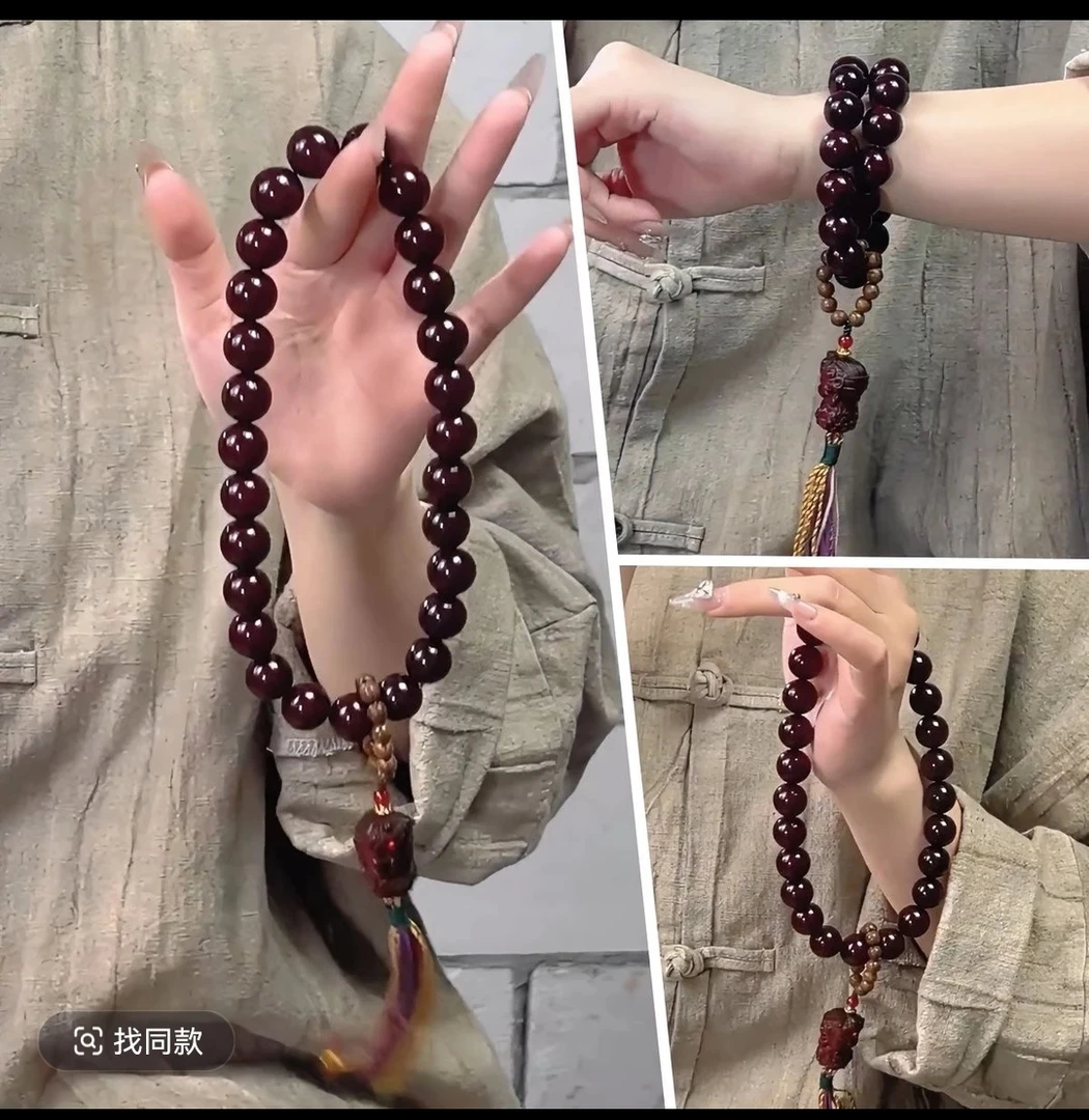 天然老料菩提根手串手持1.4大规格原创手工送一颗鉴定珠