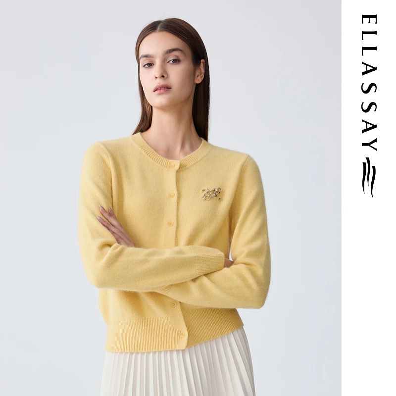 ELLASSAY歌力思2025秋季新款简约单排扣针织衫女EWD366M053TA