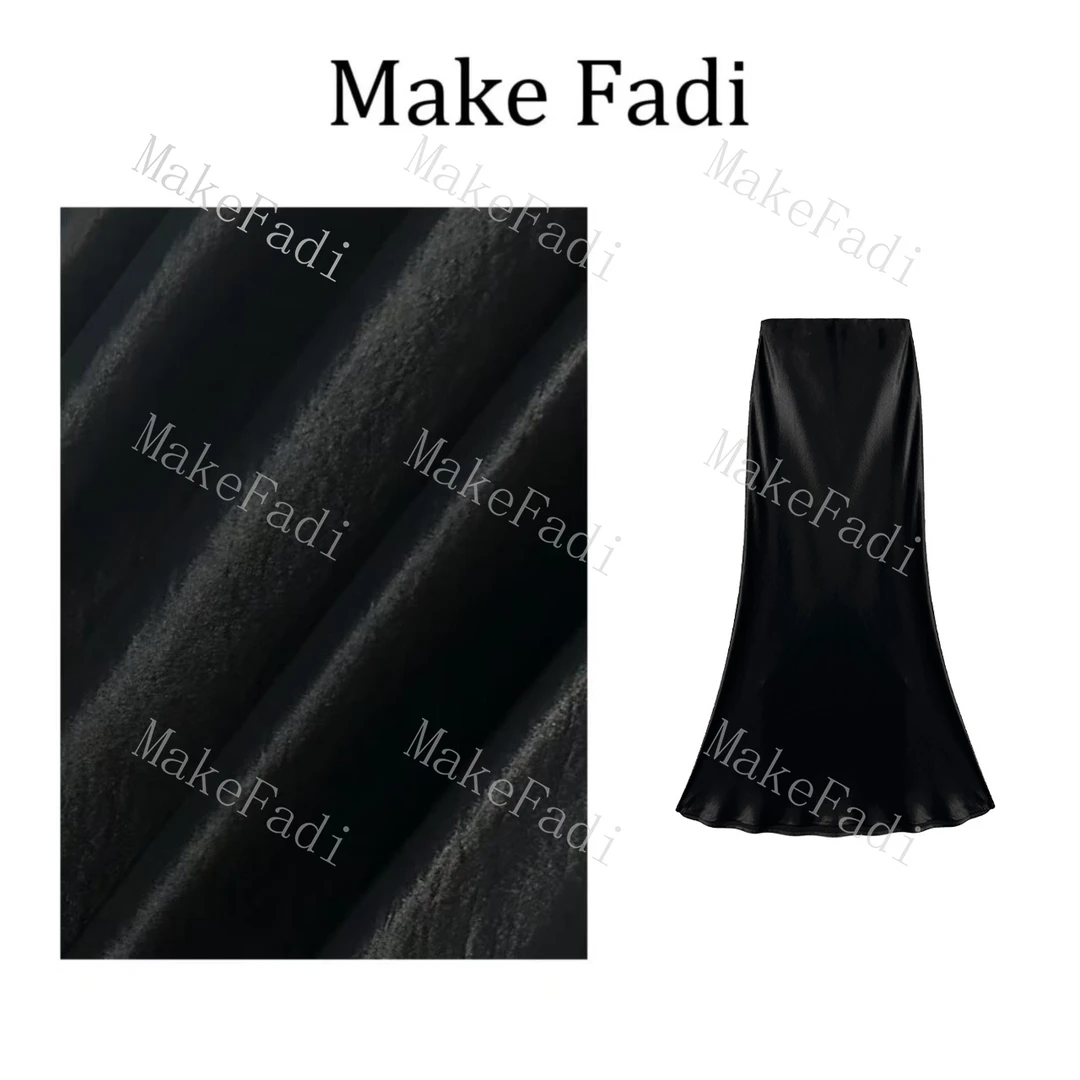 MakeFadi/妙珂梵迪设计师气质时尚百搭高腰显瘦醋酸中长款半身裙