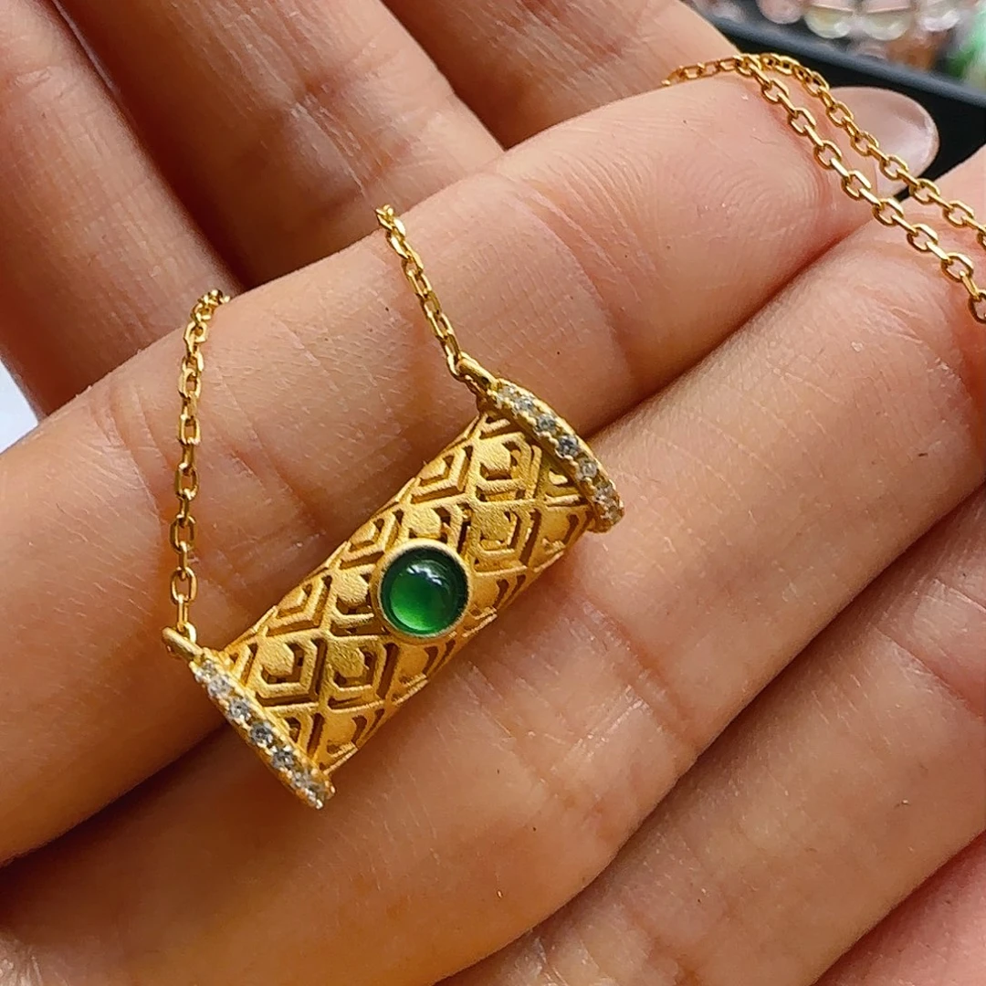 翡翠颈饰银S925镶嵌l*l翡翠99