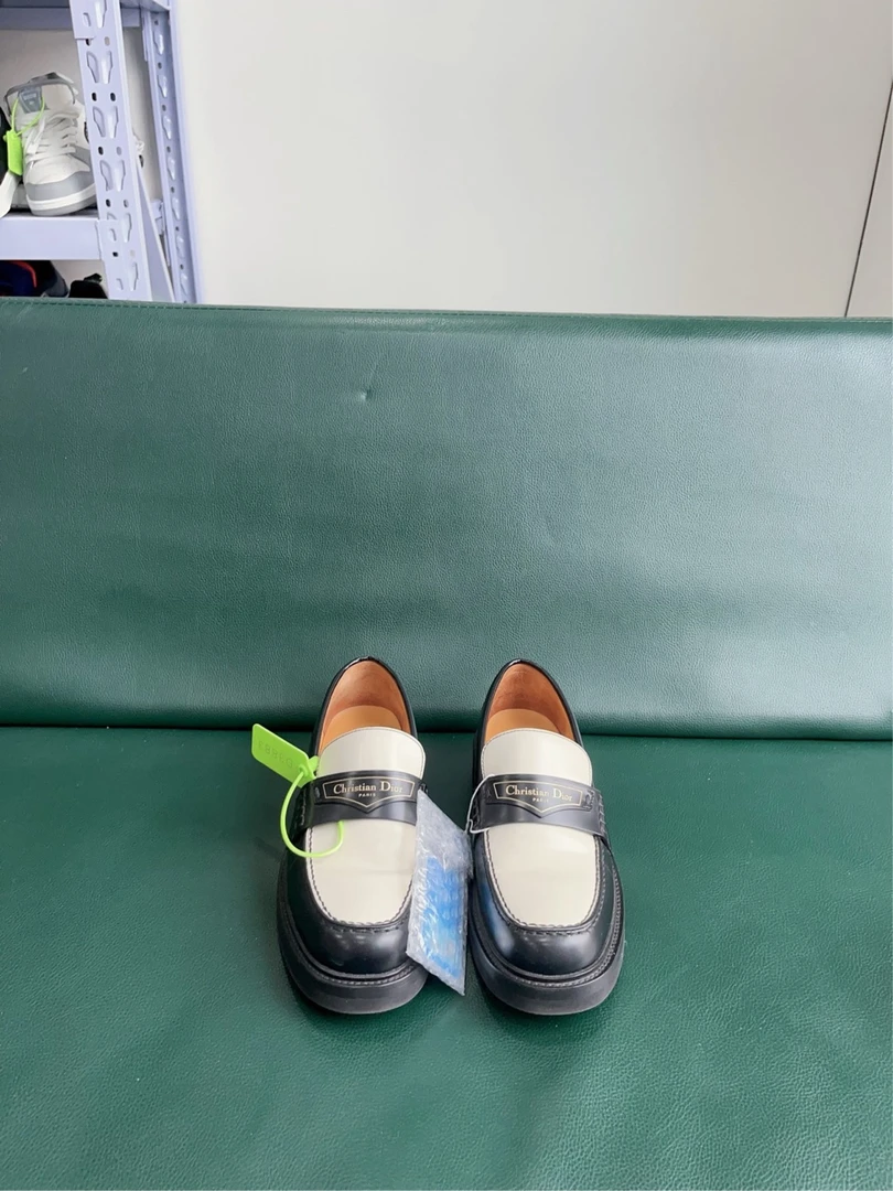 99新 DIOR/迪奥 d3883 boy皮革 黑白拼接乐福鞋 37.5码