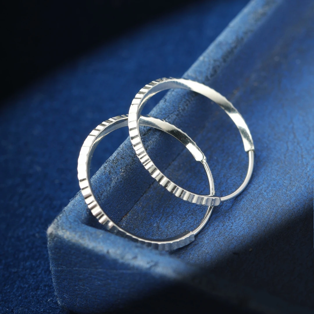 千烁珠宝Pt950铂金个性大耳垂圆环耳圈时尚车花中号耳圈百搭气质