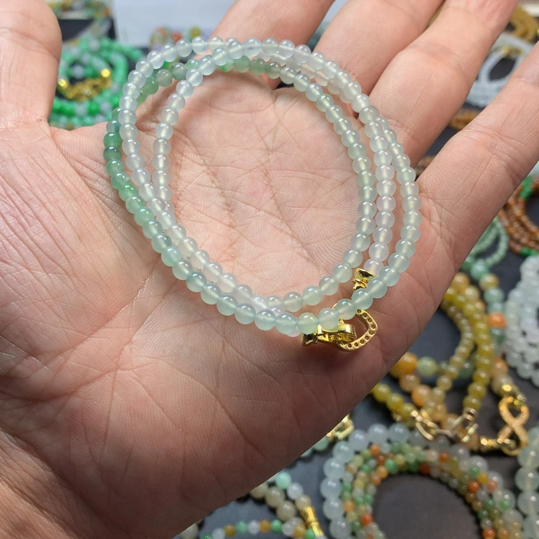定制翡翠未镶嵌卡4冰飘花长串