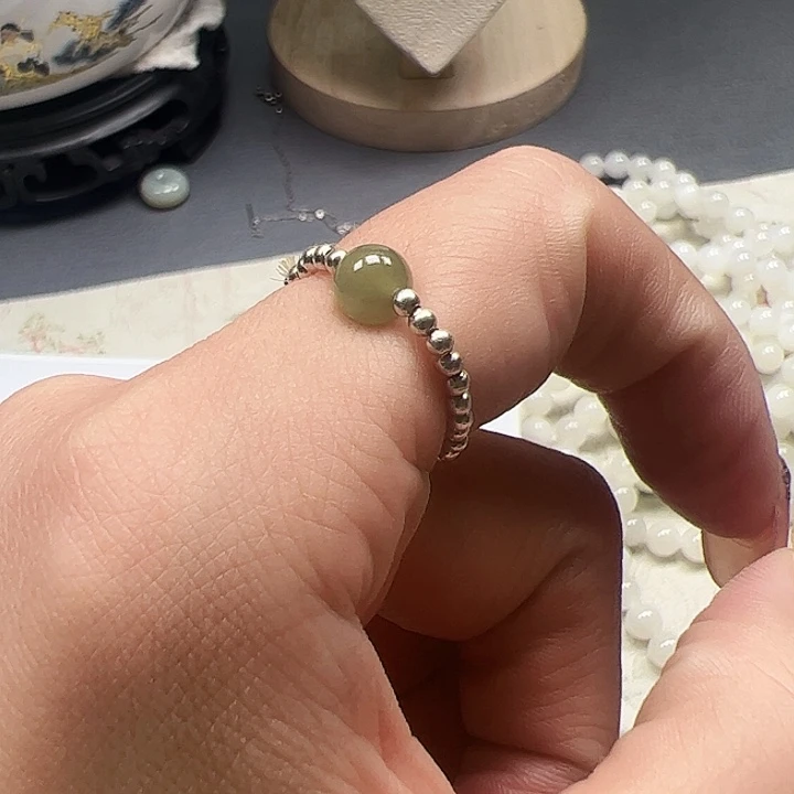 和田玉戒指银S925镶嵌41