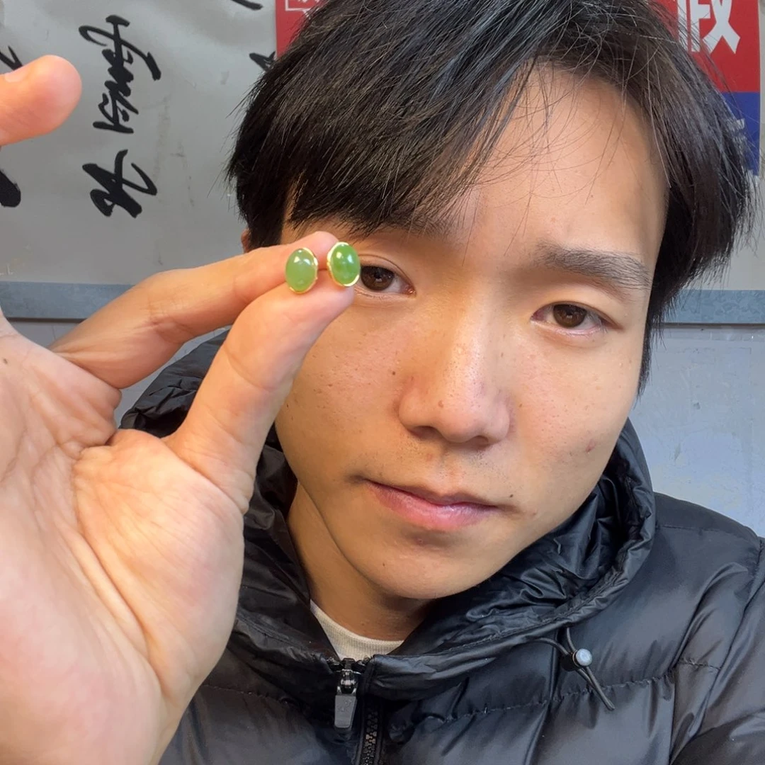 颈饰银S925镶嵌和田玉多样性俄罗斯碧玉耳钉