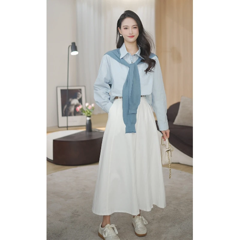 [倩倩专属]马克华菲女装时尚宽松春季新品百搭衬衣裙子组合披肩款