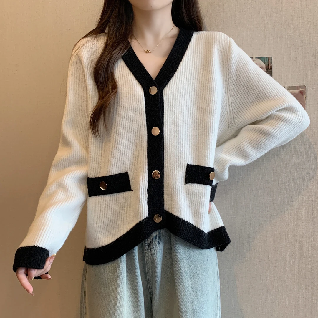 清大码女装2024冬季新款气质洋气针织衫韩版宽松毛衣开衫69039