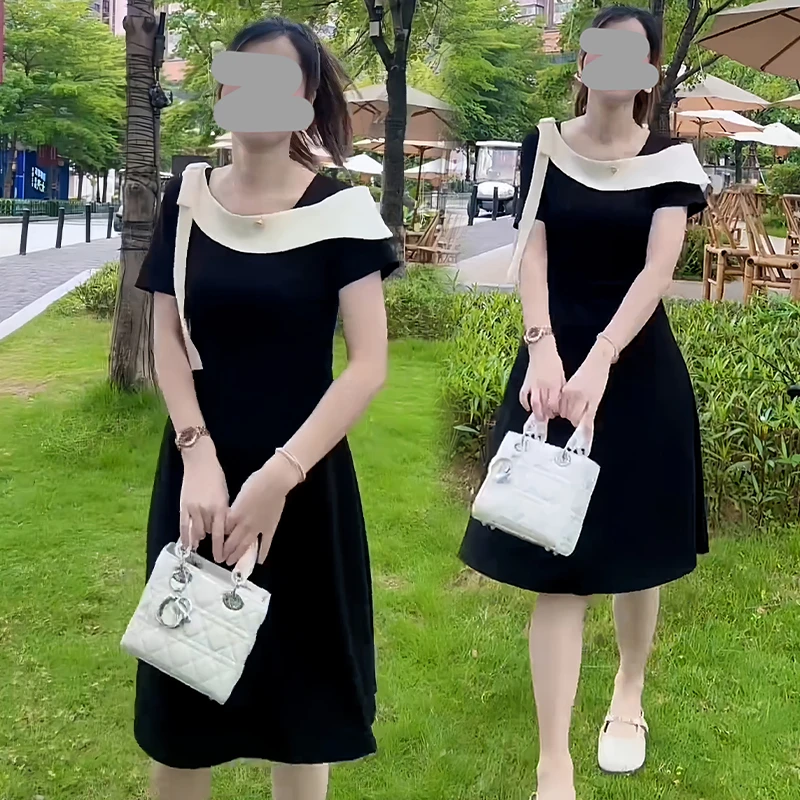 时尚学院风连衣裙女2025年夏季新款大码甜美气质宽松遮肉显瘦裙子
