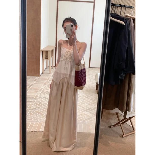 【云感老钱】26958 纯欲不规则下摆挂脖吊带背心外穿度假风气质上衣