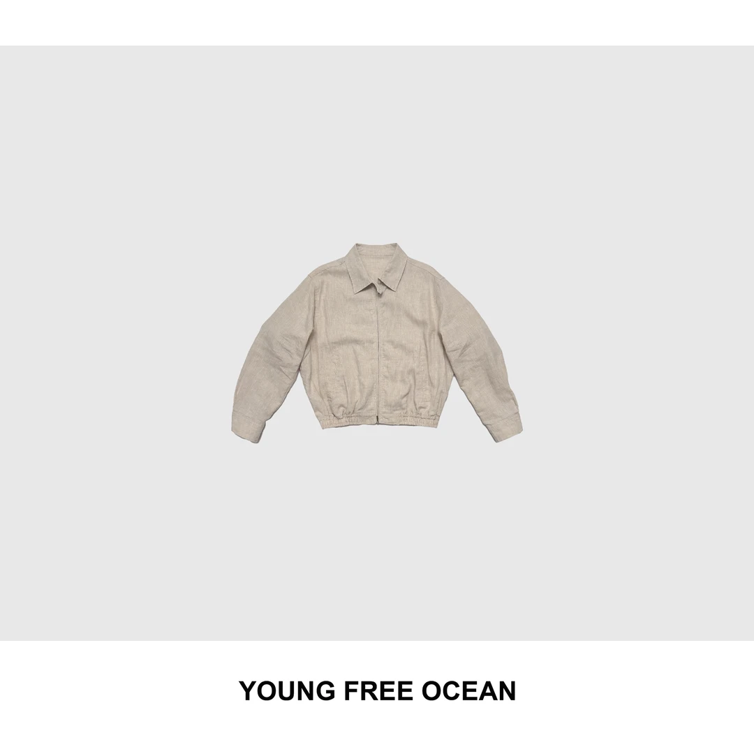 YOUNG FREE OCEAN2025春款 亚麻拉链翻领夹克99887