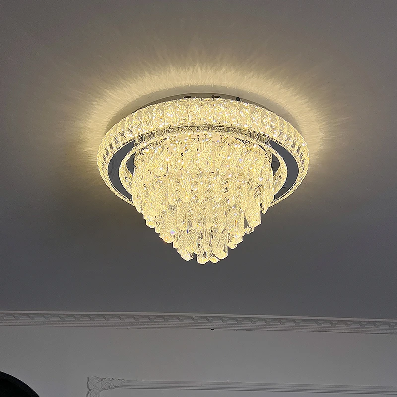 客厅灯2024年新款简约现代大气圆形led水晶吸顶灯卧室轻奢餐厅灯