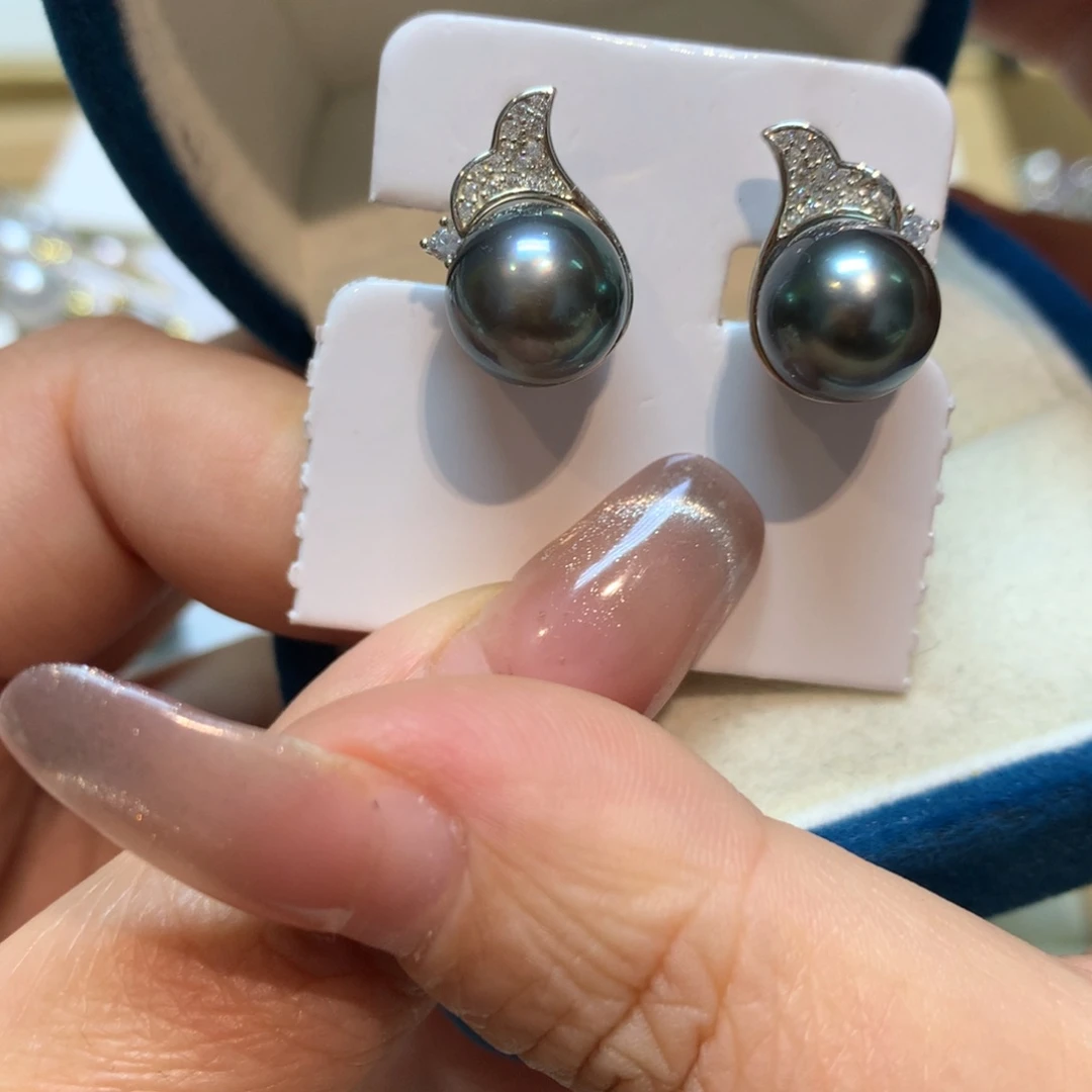 海水珍珠耳饰银S925镶嵌