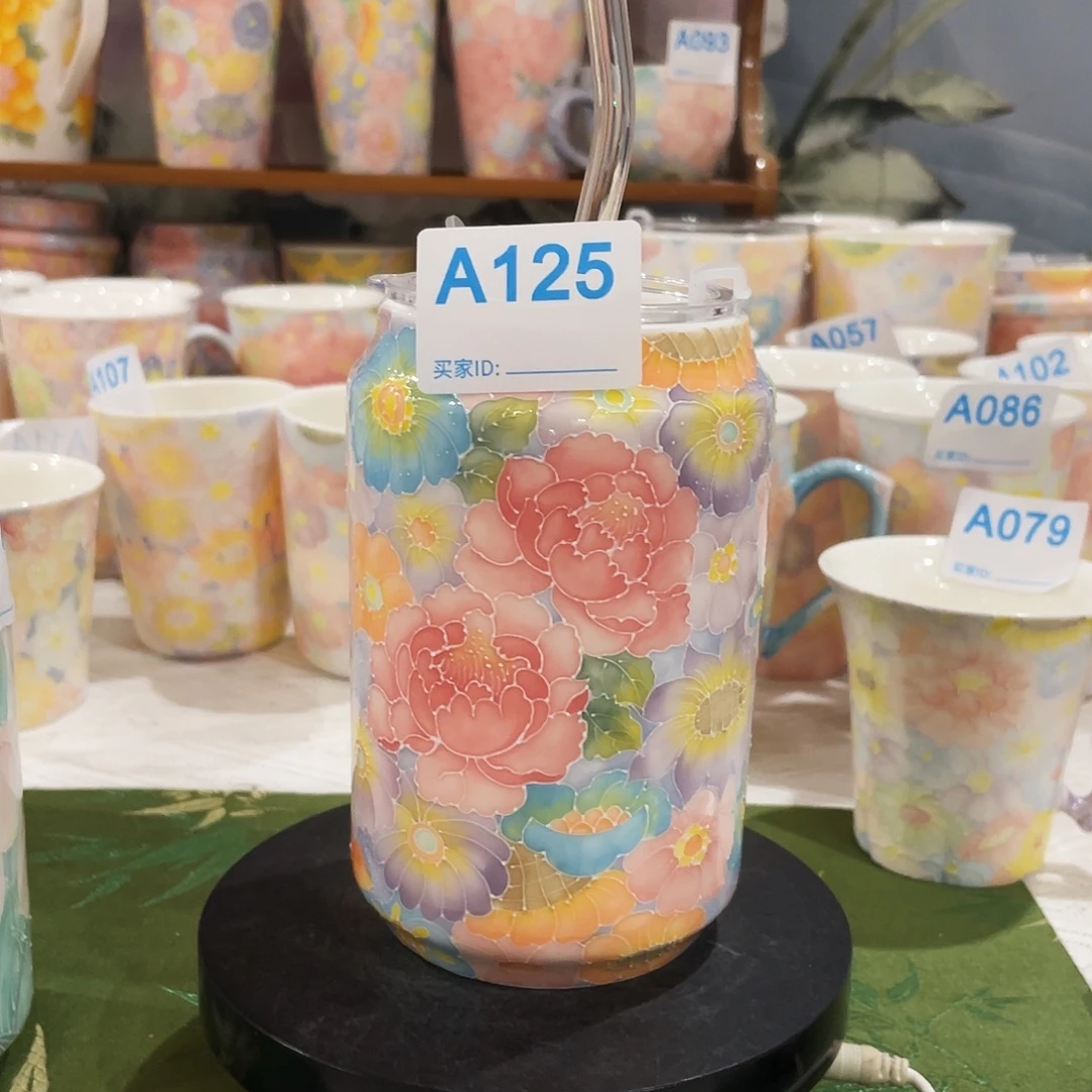 陶瓷万花系玉泥款杯子