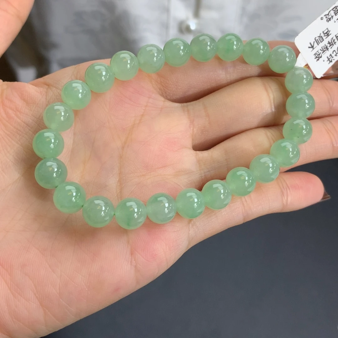 未镶嵌手串翡翠卡8冰胶晴绿手串