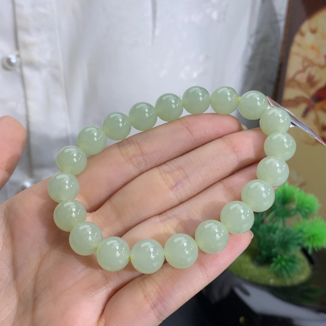 未镶嵌手串翡翠卡10冰润黄加绿手串