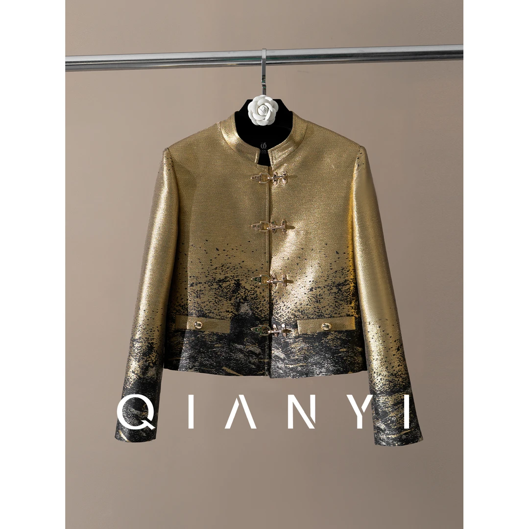 纤屹新款秋冬气质百搭轻奢高级感显瘦小立领长袖上衣短款外套