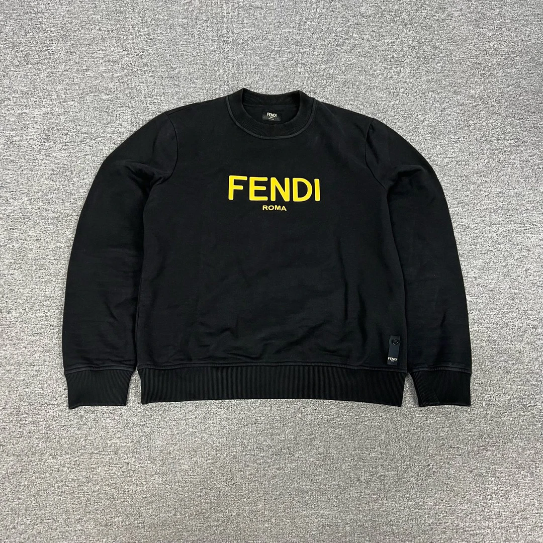 99新 FENDI/芬迪 字母大Logo 套头卫衣 黑色 M码 jx