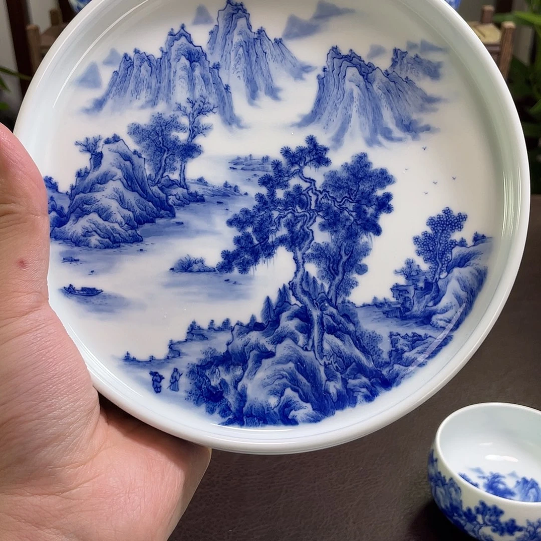 一***哥陶纯手工手绘重工山水