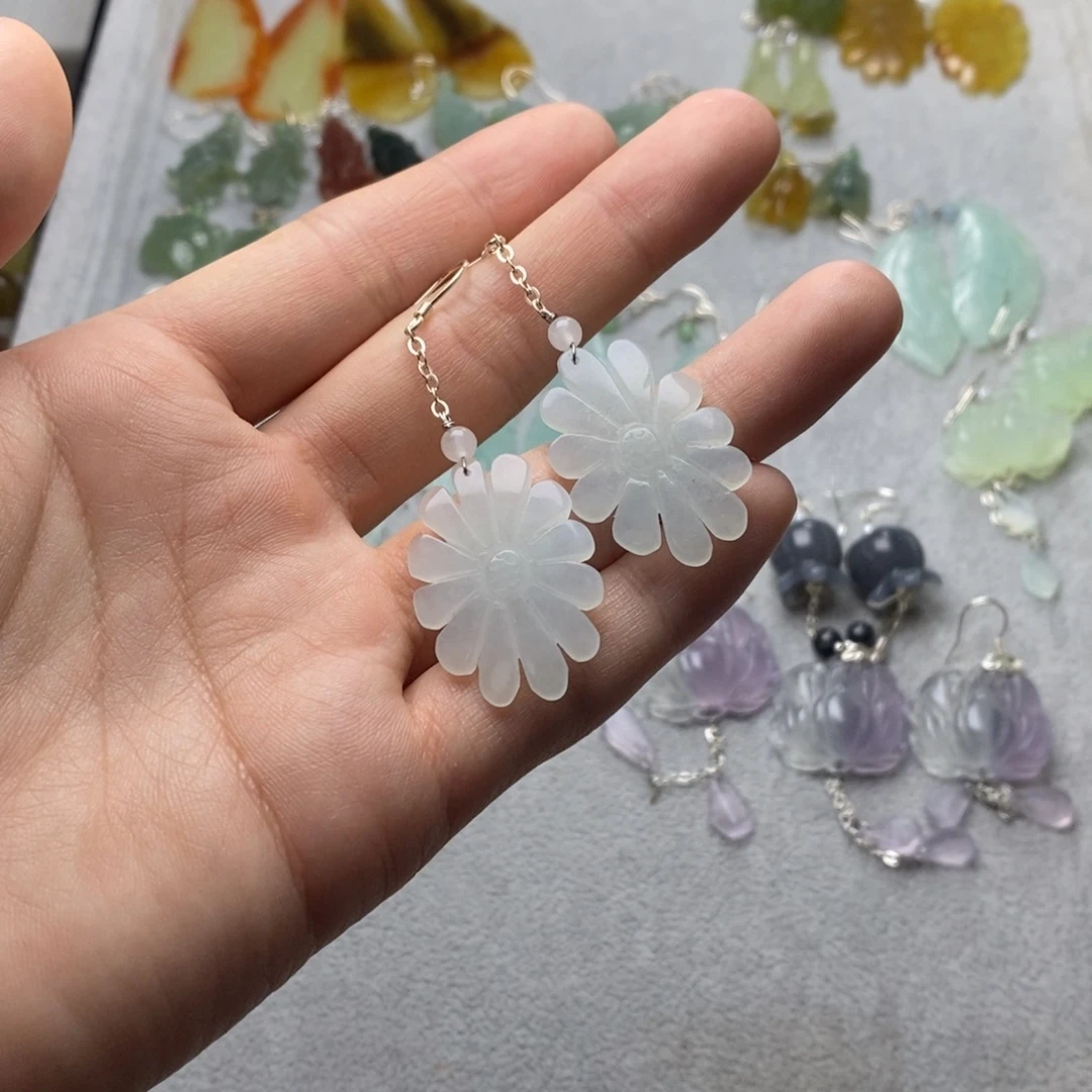 蛇纹石玉合金耳饰/颈饰