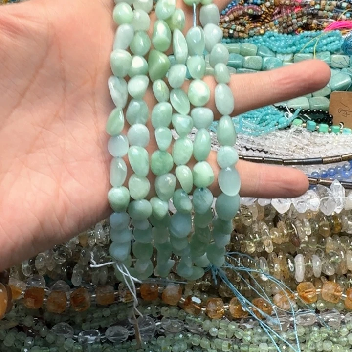 合金玛瑙/玉髓珠宝半成品一条8mm绿海纹