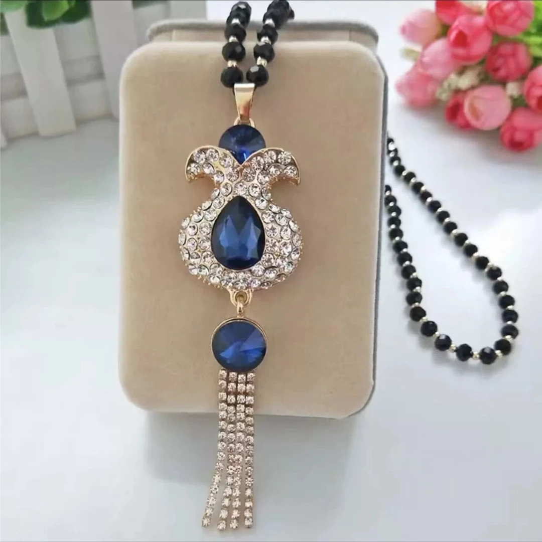 铜合金项链 手工气质蓝色时尚百搭复古长款秋冬项链2215