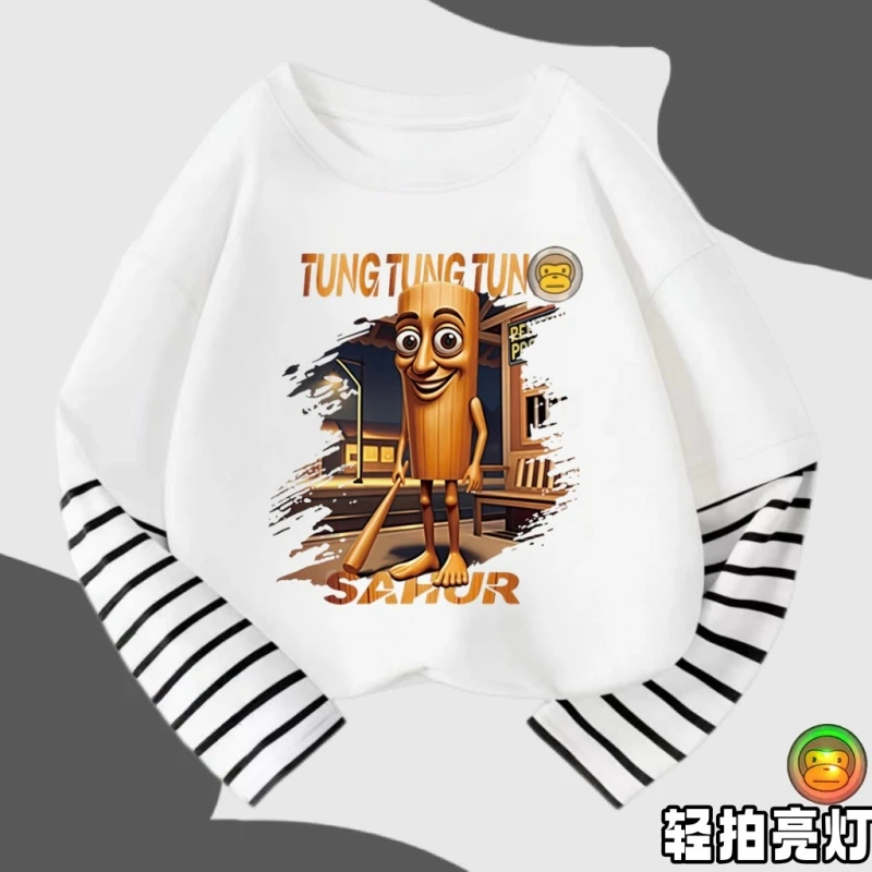 男女童山海经可亮灯儿童纯棉2025新款春秋假两件T恤中大童装衣服