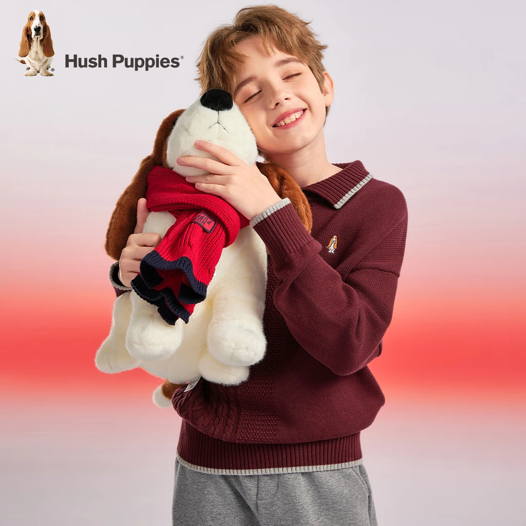 【学院风polo翻领线衣】暇步士童装2025秋季新款儿童套头软糯线衣